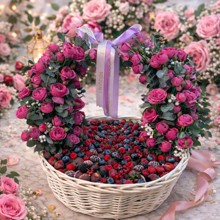 «Корзина из живых цветов» 🌸